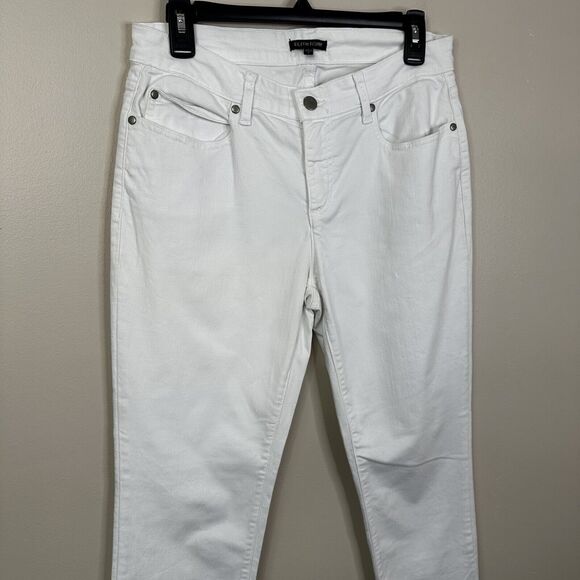 Eileen Fisher Jeans Womens 8 White Organic Cotton Stretch Denim Skinny Ankle - Picture 3 of 10